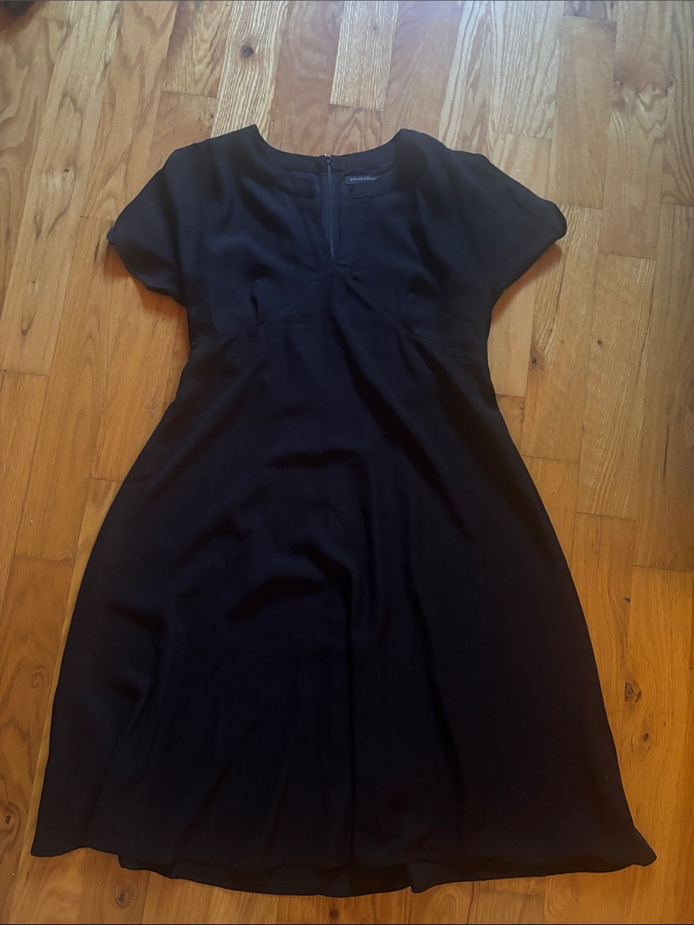 Banana Republic Black Short-Sleeve Fit-and-Flare Dress